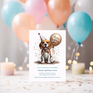 Invitación Feliz cumpleaños Beagle Dog Balloon Personalizado