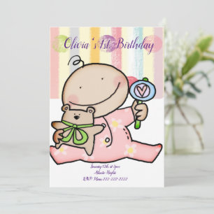 Invitación feliz cumpleaños bebé niña