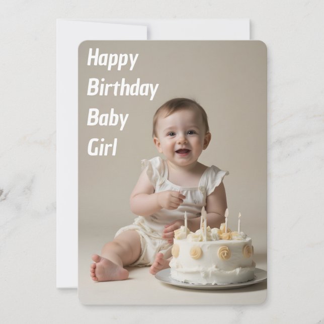 Invitación Feliz Cumpleaños Bebé Niña - Descargable (Anverso)
