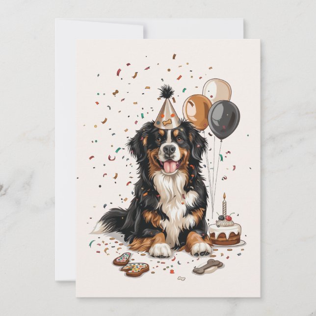 Invitación Feliz cumpleaños Bernese Mountain Dog (Anverso)