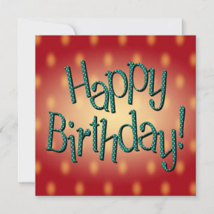 Invitación Feliz cumpleaños Blue Polka Dot Textos Red Bkgrd