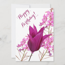 Invitación Feliz cumpleaños bonito tulipán rosa hermosa flor
