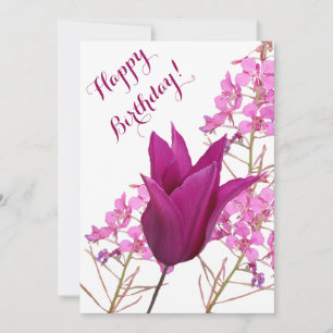 Invitación Feliz cumpleaños bonito tulipán rosa hermosa flor