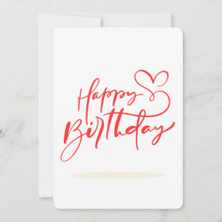 Invitación Feliz Cumpleaños Caligrafía con Diseño de Corazón