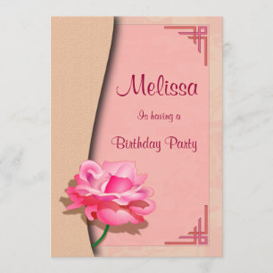 Invitación Feliz cumpleaños color de rosa rosado