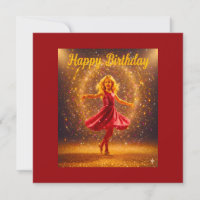 Feliz Cumpleaños con joven niña bailando y brillo