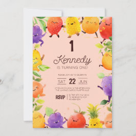 Invitación Feliz cumpleaños con temas de frutas