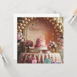 Invitación “Feliz Cumpleaños” Cumpleaños Elegante Rosa y Dora