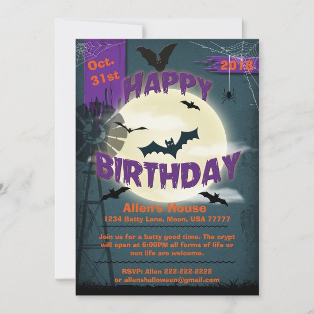Invitación Feliz cumpleaños, cumpleaños, Fiesta de luna las 5 (Anverso)