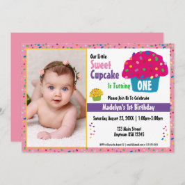 Invitación Feliz Cumpleaños Cupcake Glaseado Con Sprinkles