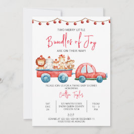 Invitación Feliz cumpleaños de alegría, gemelos Baby Shower