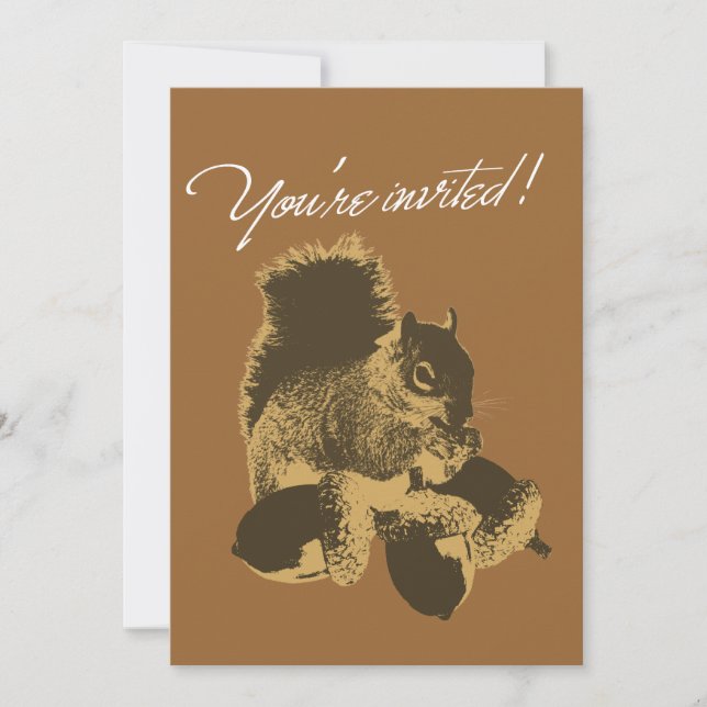 Invitación Feliz cumpleaños de ardilla y nueces (Anverso)
