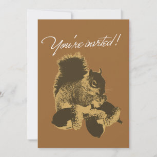 Invitación Feliz cumpleaños de ardilla y nueces