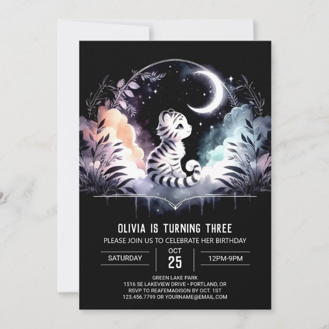 Invitación Feliz cumpleaños de Boho Tiger (Anverso)