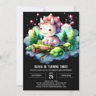 Invitación Feliz cumpleaños de Boho Triceratops