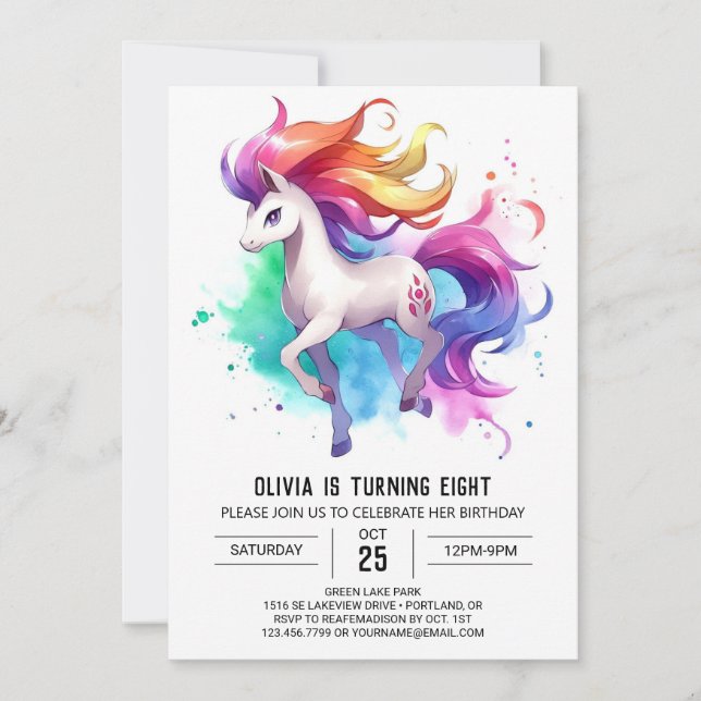 Invitación Feliz cumpleaños de caballo impreso (Anverso)