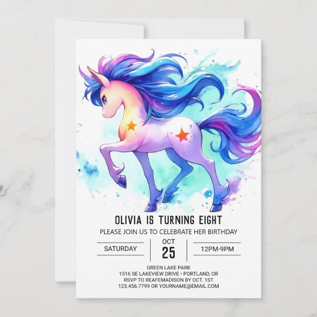 Invitación Feliz cumpleaños de caballo impreso (Anverso)