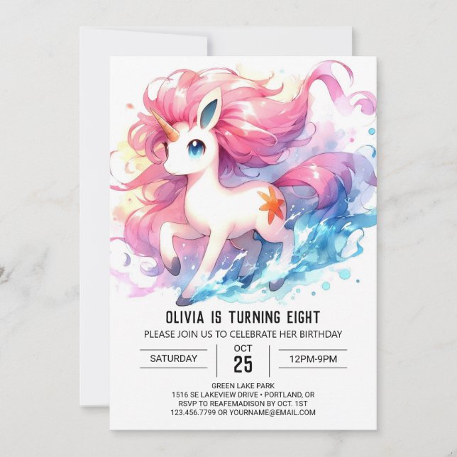 Invitación Feliz cumpleaños de caballos editable (Anverso)