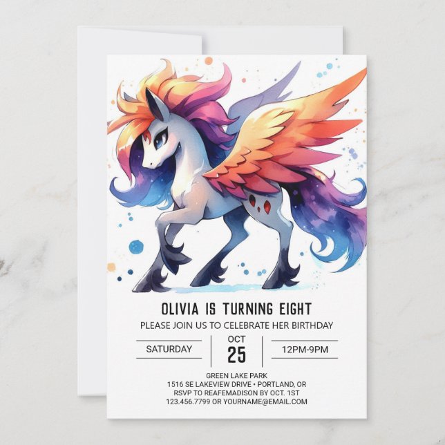 Invitación Feliz cumpleaños de caballos editable (Anverso)