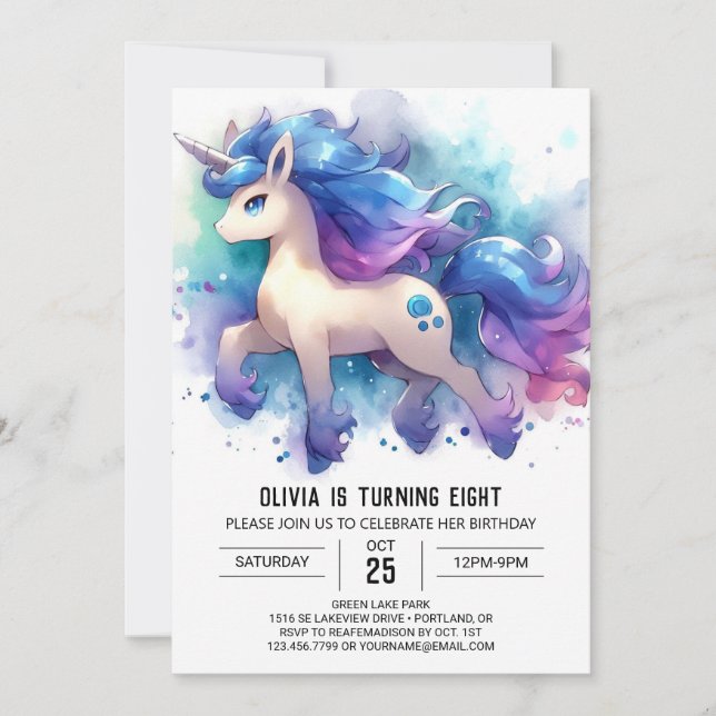 Invitación Feliz cumpleaños de caballos en línea (Anverso)