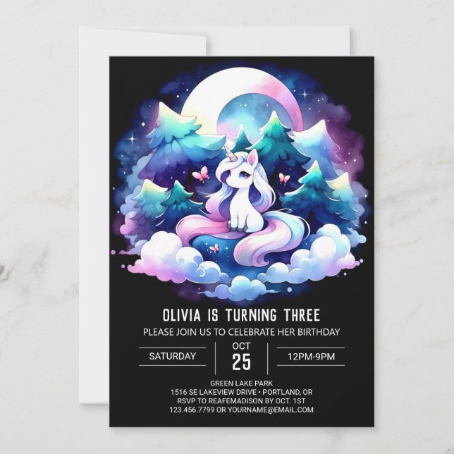 Invitación Feliz cumpleaños de caballos singulares (Anverso)