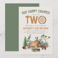 Feliz cumpleaños de Camper Watercolor Woodland