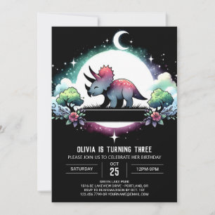 Invitación Feliz cumpleaños de Dino Triceratops