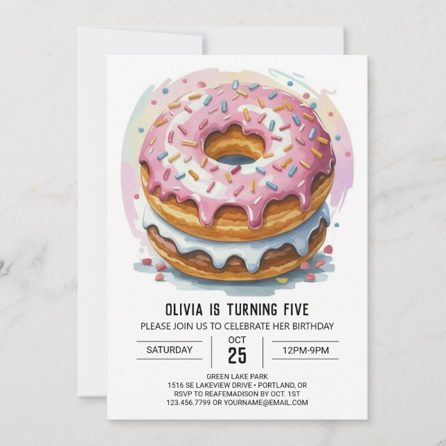 Invitación Feliz cumpleaños de donuts de chocolate (Anverso)