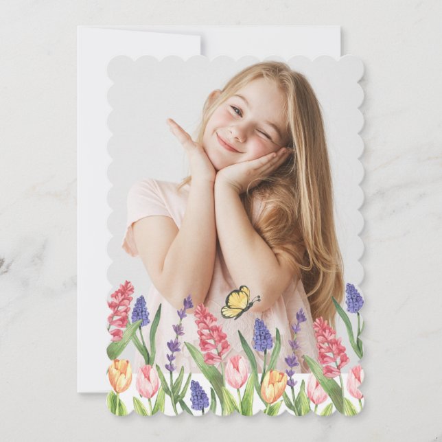 Invitación Feliz cumpleaños de foto de primavera (Anverso)