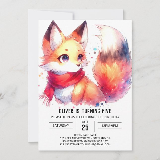 Invitación Feliz cumpleaños de Fox en línea (Anverso)