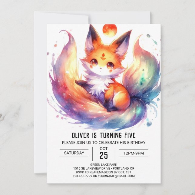 Invitación Feliz cumpleaños de Fox pintado (Anverso)