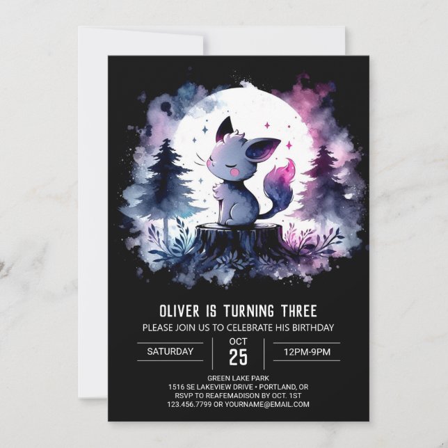 Invitación Feliz cumpleaños de gato (Anverso)