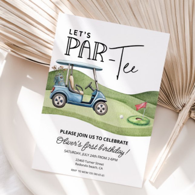 Invitación Feliz cumpleaños de golf lindo, cualquier edad, ¡V (Golf birthday invitation, let's par-tee )