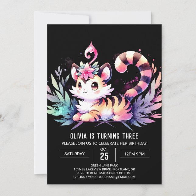 Invitación Feliz cumpleaños de los tigres del castillo (Anverso)