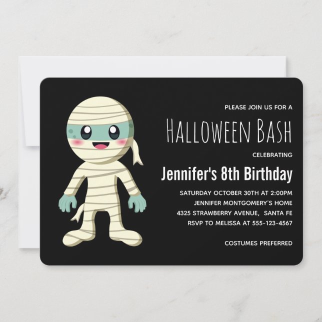 Invitación Feliz cumpleaños de mi mamá en Halloween (Anverso)