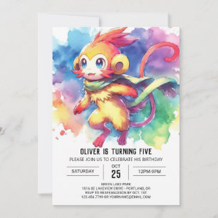 Invitación Feliz cumpleaños de mono editable