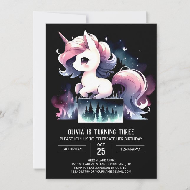 Invitación Feliz cumpleaños de pequeño caballo (Anverso)