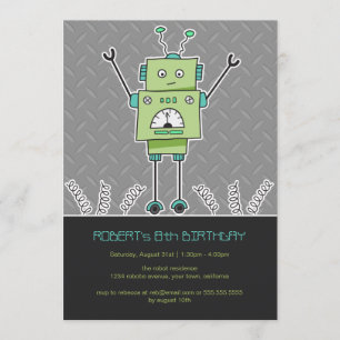 Invitación Feliz cumpleaños de Robot y Springs a Fiesta