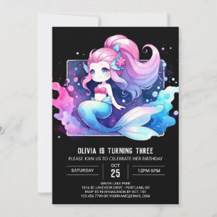 Invitación Feliz cumpleaños de sirena encantada