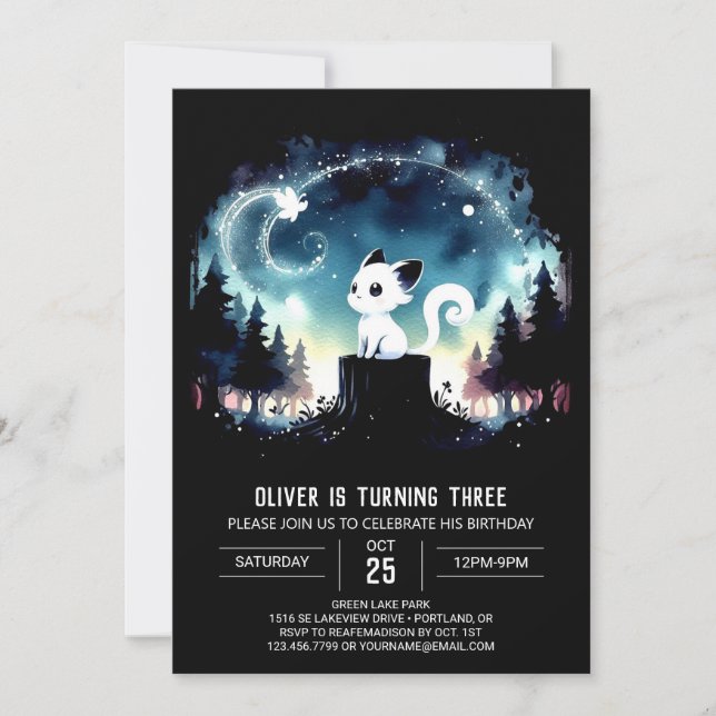 Invitación Feliz cumpleaños de un gato sensacional (Anverso)