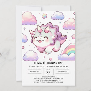 Invitación Feliz cumpleaños de un simple dinosaurio
