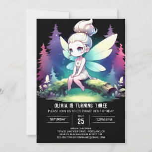 Invitación Feliz cumpleaños de Woodland Fairy