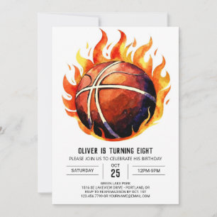 Invitación Feliz cumpleaños del baloncesto de Boho Net