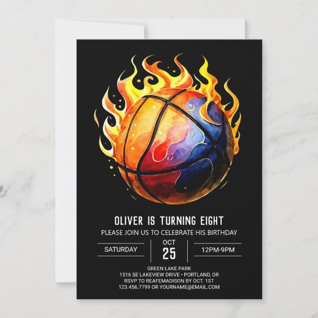 Invitación Feliz cumpleaños del básquetbol Pastel impreso (Anverso)