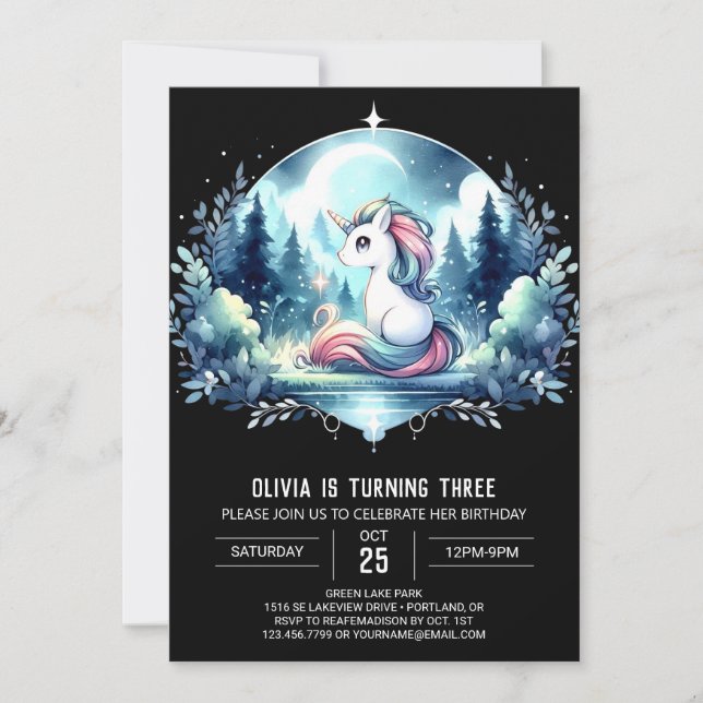 Invitación Feliz cumpleaños del caballo de Whimsy (Anverso)