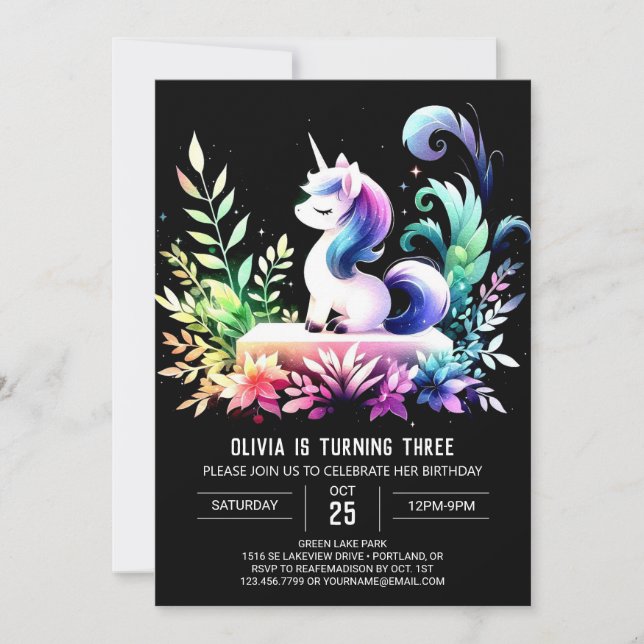 Invitación Feliz cumpleaños del caballo forestal (Anverso)