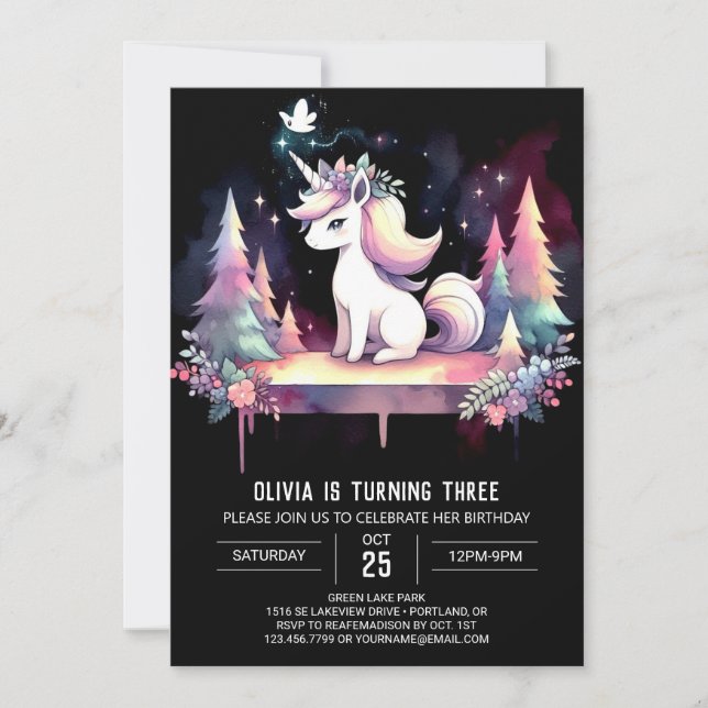 Invitación Feliz cumpleaños del caballo forestal (Anverso)