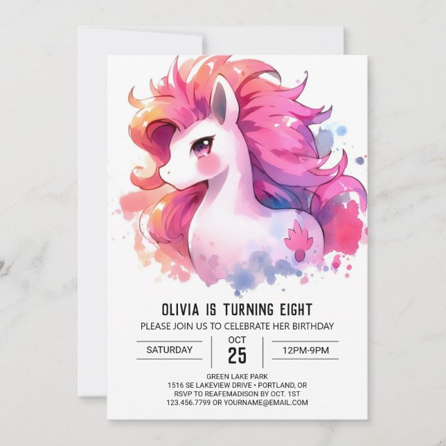 Invitación Feliz cumpleaños del caballo Personalizado (Anverso)