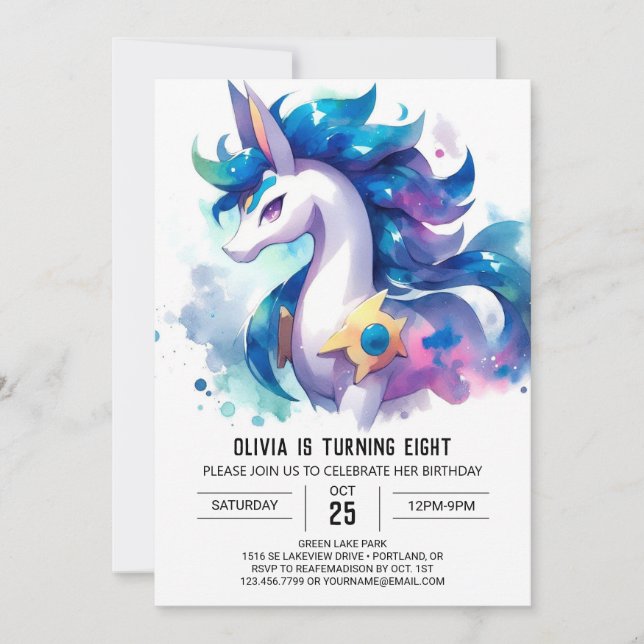 Invitación Feliz cumpleaños del caballo Personalizado (Anverso)
