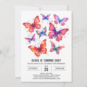 Invitación Feliz cumpleaños del Chica de mariposas imprimible